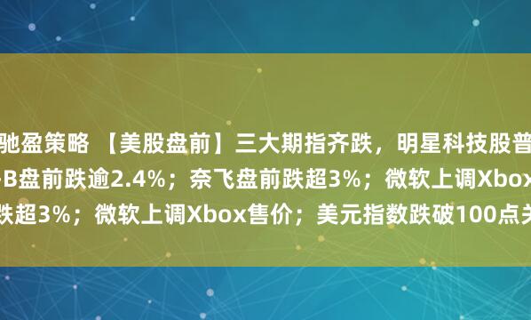 驰盈策略 【美股盘前】三大期指齐跌，明星科技股普跌；伯克希尔·哈撒韦-B盘前跌逾2.4%；奈飞盘前跌超3%；微软上调Xbox售价；美元指数跌破100点关口